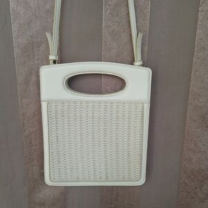 Anthropologie Women's Bag Blair Textured Crossbody Elegant Cream Woven Handbag